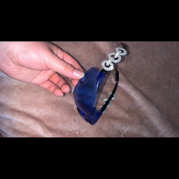 Frozone blue y2k frameless sunglasses glasses with silver rhinestone pattern - Picture 2 of 6